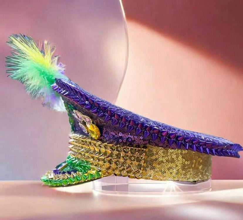Mardi Gras Captain Hat-Purple