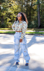 Petal & Denim Crop Jacket| Pre-Order shipping out 12/18-1/3