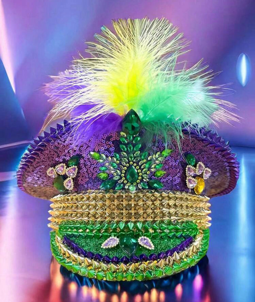 Mardi Gras Captain Hat-Purple