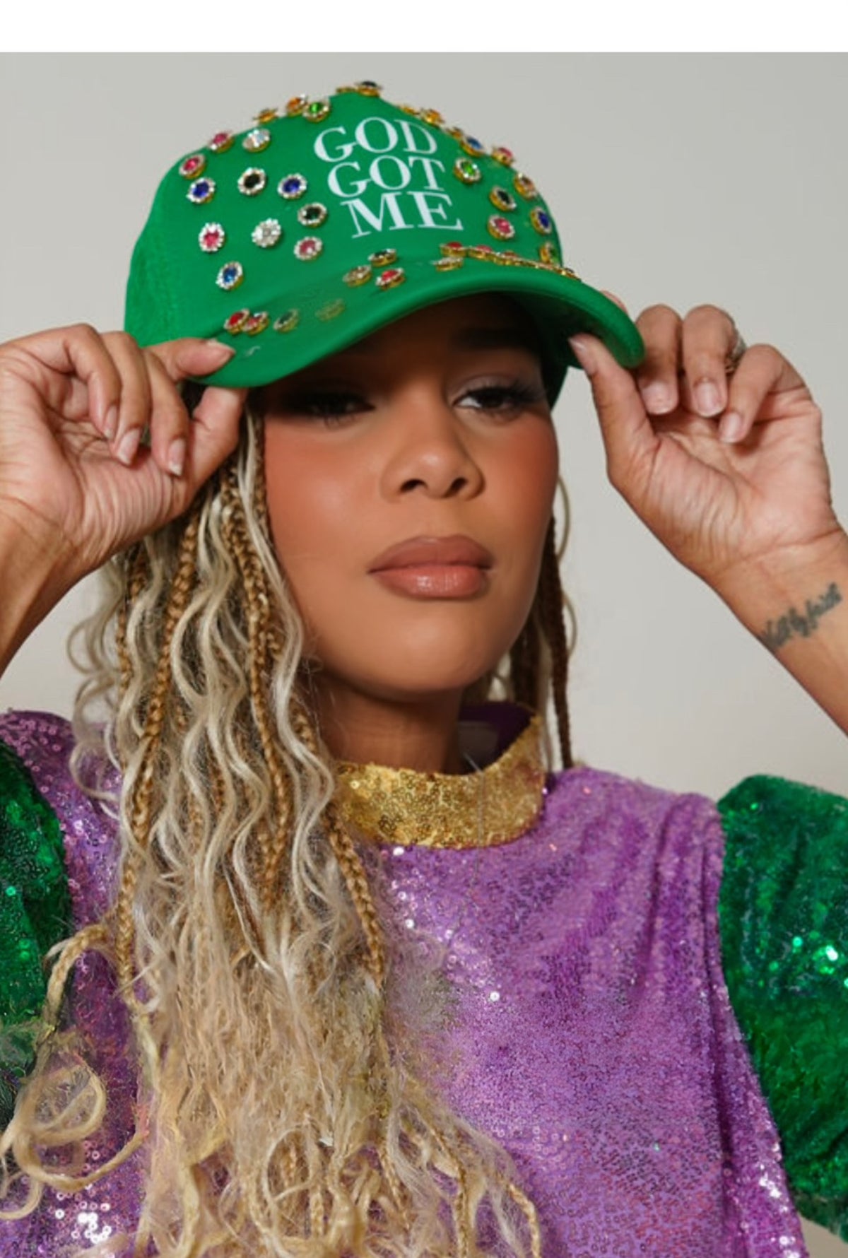 God Got Me Crystal Hat-Custom Order